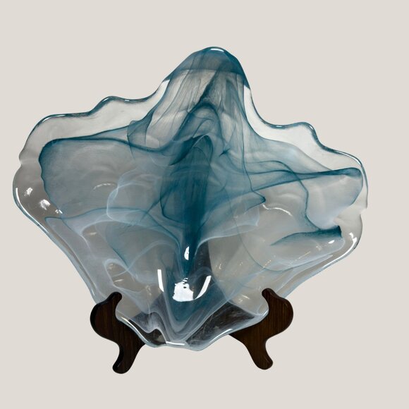 Art Deco Blue-Gray Glass Centerpiece - Picture 7 of 8